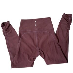 WILO The Label Ribbed‎ High Waist Ruched Ankle Leggings Dusty Rose Women's M